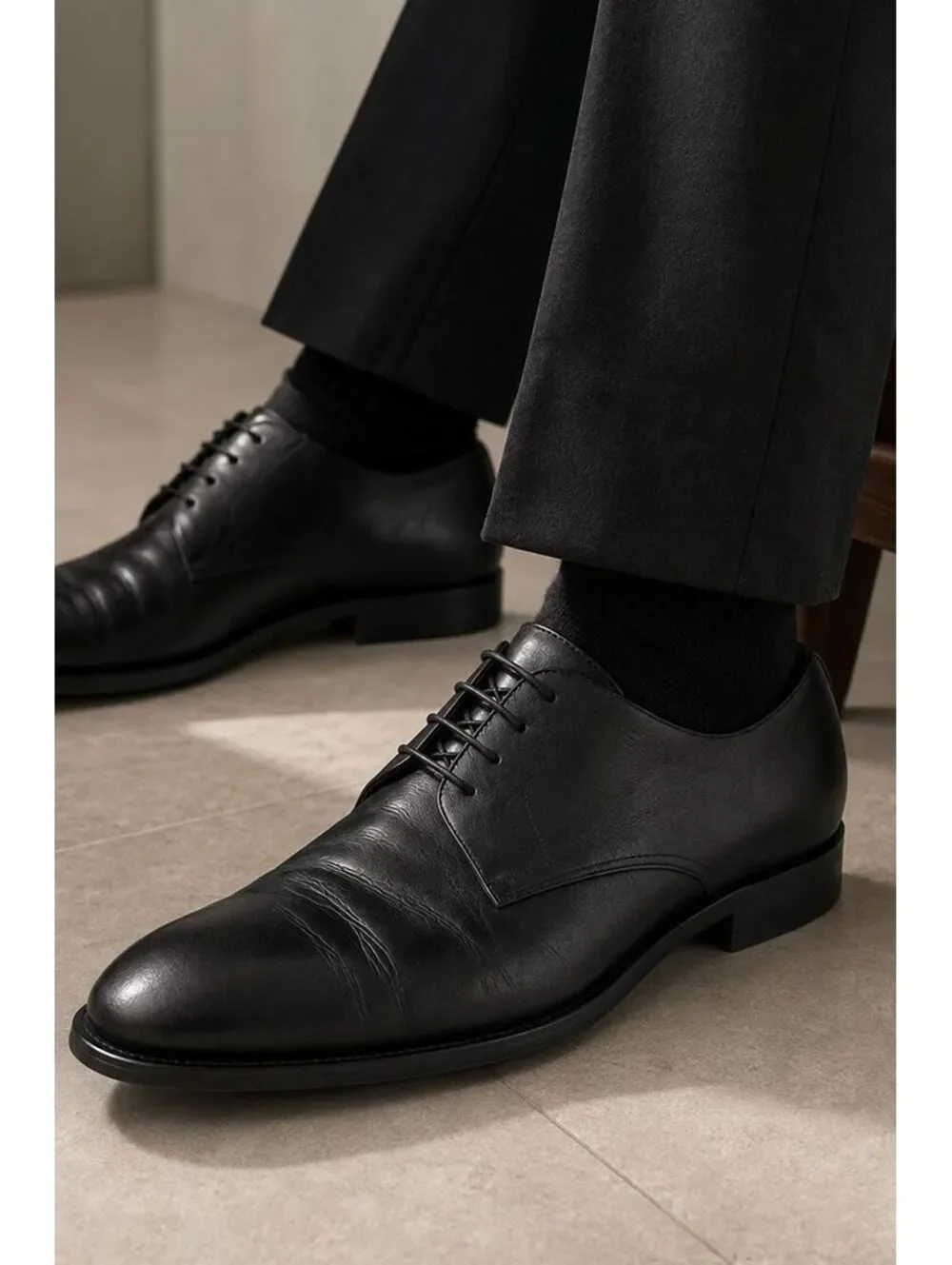 Vintage Givenchy G 641 Men's Black Leather Oxford Derby Dress Shoes 45 (US 11)